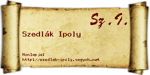 Szedlák Ipoly névjegykártya